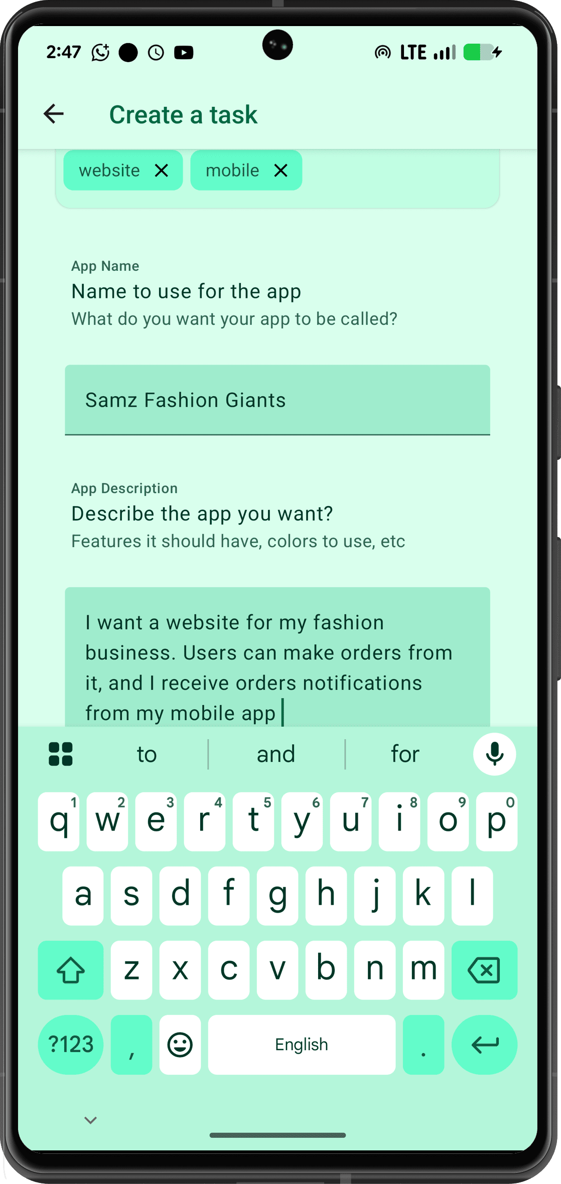 Screenshot description